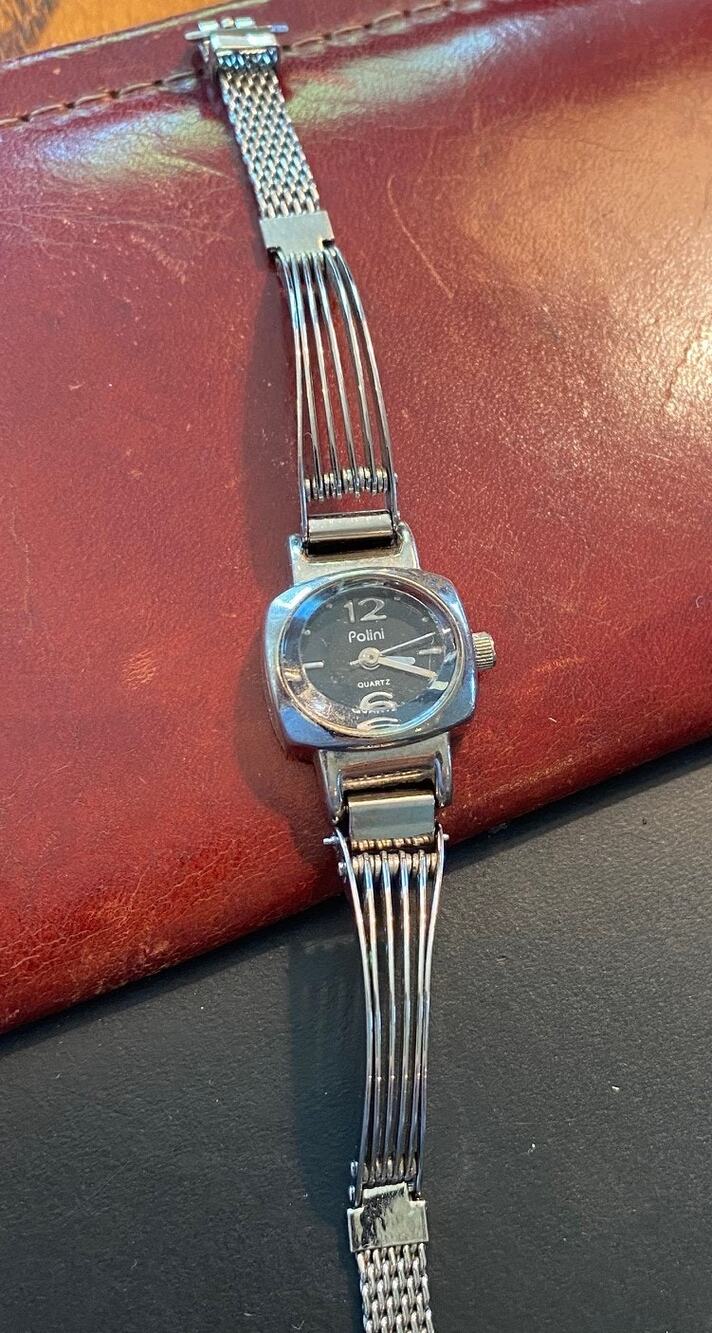 Women's 18mm Gun Metal Tone Polini Watch, Thick Crystal